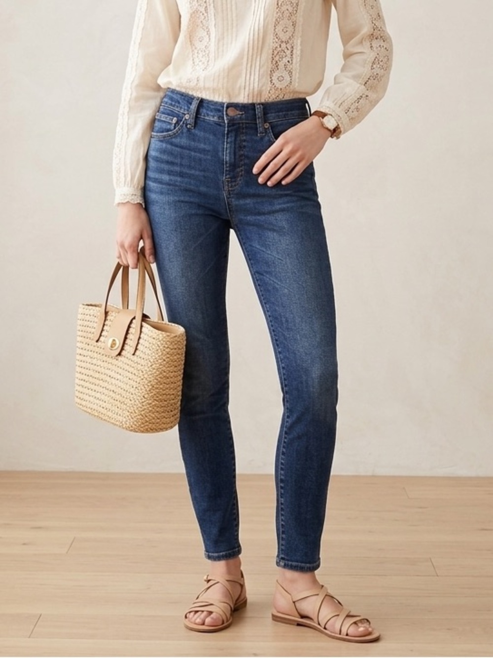 J.Crew 9" High-Rise Dark Wash Toothpick Skinny Denim